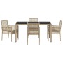 Conjunto de Comedor de Jardín 5 pcs Beige Poliratán