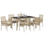 Conjunto de Comedor de Jardín 7 pcs Beige Poliratán