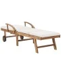 Tumbonas con cojín 2 uds madera maciza de teca crema de vidaXL, Tumbonas - Ref: Foro24-3054633, Precio: 575,55 €, Descuento: %