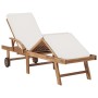 Sun loungers with cushion 2 pcs solid cream teak wood by vidaXL, Loungers - Ref: Foro24-3054633, Price: 564,77 €, Discount: %