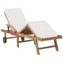 Tumbonas con cojín 2 uds madera maciza de teca crema de vidaXL, Tumbonas - Ref: Foro24-3054633, Precio: 575,55 €, Descuento: %