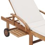 Sonnenliegen mit Kissen, 2 Stück, massives cremefarbenes Teakholz von vidaXL, Liegen - Ref: Foro24-3054633, Preis: 564,77 €, ...