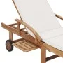 Tumbonas con cojín 2 uds madera maciza de teca crema de vidaXL, Tumbonas - Ref: Foro24-3054633, Precio: 575,55 €, Descuento: %