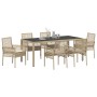 Conjunto de Comedor de Jardín 7 pcs Beige Poliratán
