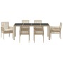 Conjunto de Comedor de Jardín 7 pcs Beige Poliratán