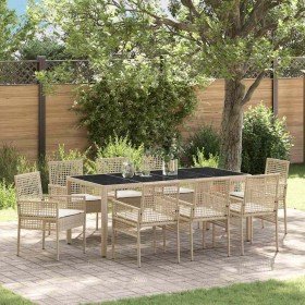 Conjunto de Comedor de Jardín 9 pcs Beige ratán PE