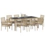 Conjunto de Comedor de Jardín 9 pcs Beige ratán PE