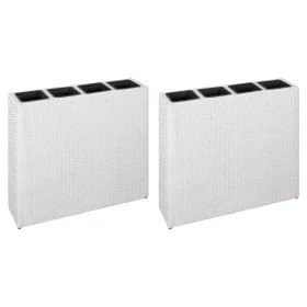 Hoher Pflanzenkübel mit 4 Töpfen, 2 Stück aus weißem Kunststoffrattan. von vidaXL, Töpfe und Pflanzgefäße - Ref: Foro24-27908...