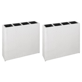 Jardinera alta con 4 macetas 2 uds ratán sintético blanco by vidaXL, Pots and planters - Ref: Foro24-279081, Price: 304,61 €,...