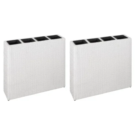 Jardinera alta con 4 macetas 2 uds ratán sintético blanco by vidaXL, Pots and planters - Ref: Foro24-279081, Price: 261,80 €,...
