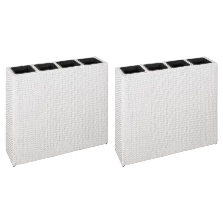 Jardinera alta con 4 macetas 2 uds ratán sintético blanco by vidaXL, Pots and planters - Ref: Foro24-279081, Price: 304,61 €,...