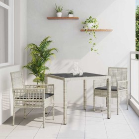 Conjunto de Comedor de Jardín 3 pcs Gris claro Poliratán