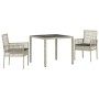 Conjunto de Comedor de Jardín 3 pcs Gris claro Poliratán
