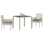 Conjunto de Comedor de Jardín 3 pcs Gris claro Poliratán
