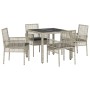 Conjunto de Comedor de Jardín 5 pcs Gris claro Poliratán