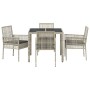Conjunto de Comedor de Jardín 5 pcs Gris claro Poliratán