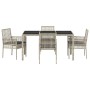 Conjunto de Comedor de Jardín 5 pcs Gris claro Poliratán