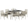 Conjunto de Comedor de Jardín 7 pcs Gris claro Poliratán