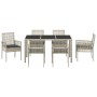 Conjunto de Comedor de Jardín 7 pcs Gris claro Poliratán