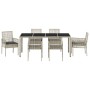 Conjunto de Comedor de Jardín 7 pcs Gris claro Poliratán