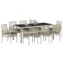 Conjunto de Comedor de Jardín 9 pcs Gris claro Poliratán