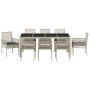 Conjunto de Comedor de Jardín 9 pcs Gris claro Poliratán