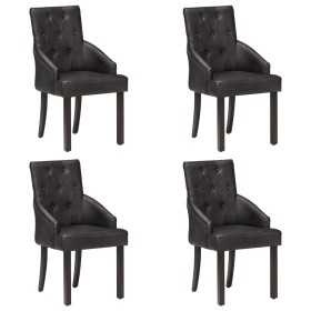 Dining chairs 4 units black genuine goat leather by vidaXL, dining chairs - Ref: Foro24-3056699, Price: 724,49 €, Discount: %