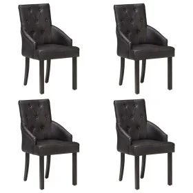 Esszimmerstühle, 4 Einheiten, schwarzes echtes Ziegenleder von vidaXL, Essstühle - Ref: Foro24-3056699, Preis: 714,02 €, Raba...