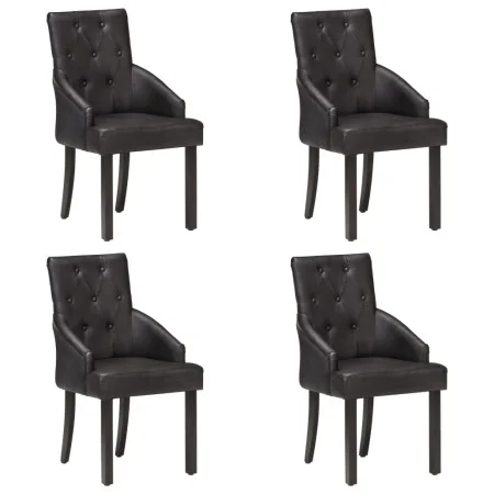 Esszimmerstühle, 4 Einheiten, schwarzes echtes Ziegenleder von vidaXL, Essstühle - Ref: Foro24-3056699, Preis: 714,53 €, Raba...