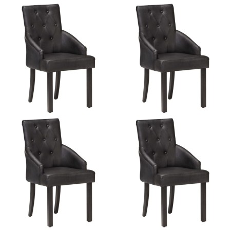 Esszimmerstühle, 4 Einheiten, schwarzes echtes Ziegenleder von vidaXL, Essstühle - Ref: Foro24-3056699, Preis: 724,49 €, Raba...