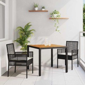 Conjunto de Comedor de Jardín 3 pcs Negro Poliratán