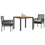 Conjunto de Comedor de Jardín 3 pcs Negro Poliratán