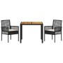 Conjunto de Comedor de Jardín 3 pcs Negro Poliratán