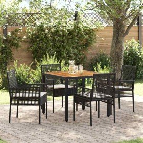 Conjunto de Comedor de Jardín 5 pcs Negro Poliratán