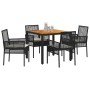 Conjunto de Comedor de Jardín 5 pcs Negro Poliratán