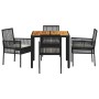 Conjunto de Comedor de Jardín 5 pcs Negro Poliratán