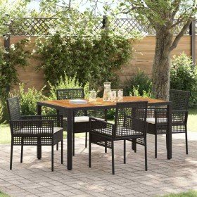 Conjunto de Comedor de Jardín 5 pcs Negro Poliratán