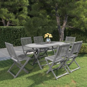 Garden dining set 7 pieces solid gray acacia wood by vidaXL, Garden sets - Ref: Foro24-3057874, Price: 470,33 €, Discount: %