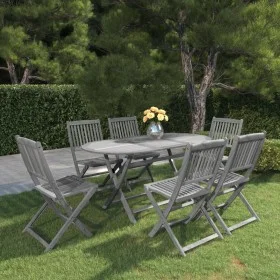 Garden dining set 7 pieces solid gray acacia wood by vidaXL, Garden sets - Ref: Foro24-3057874, Price: 436,58 €, Discount: %