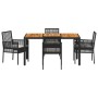 Conjunto de Comedor de Jardín 5 pcs Negro Poliratán