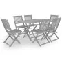 Garden dining set 7 pieces solid gray acacia wood by vidaXL, Garden sets - Ref: Foro24-3057874, Price: 444,57 €, Discount: %