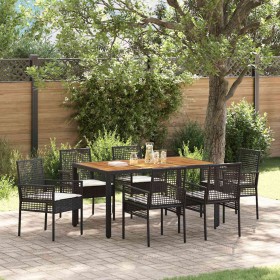 Conjunto de Comedor de Jardín 7 pcs Negro Poliratán