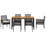 Conjunto de Comedor de Jardín 7 pcs Negro Poliratán