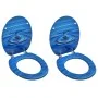Toilet seats with lid 2 units MDF blue water drop design by vidaXL, Toilet and bidet seats - Ref: Foro24-3056406, Price: 91,0...