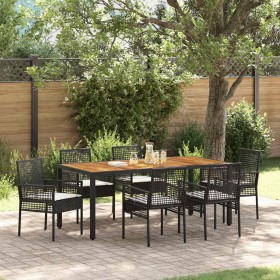 Conjunto de Comedor de Jardín 7 pcs Negro Poliratán