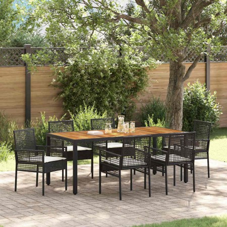 Conjunto de Comedor de Jardín 7 pcs Negro Poliratán en Conjuntos de jardín | Comprar online en Foro24