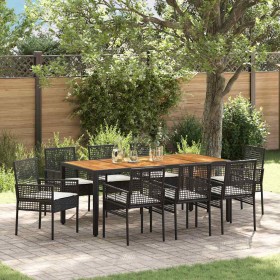 Conjunto de Comedor de Jardín 9 pcs Negro Poliratán