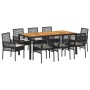 Conjunto de Comedor de Jardín 9 pcs Negro Poliratán