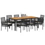 Conjunto de Comedor de Jardín 9 pcs Negro Poliratán