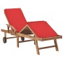 Tumbonas con cojines 2 unidades madera maciza de teca rojo de vidaXL, Tumbonas - Ref: Foro24-3054637, Precio: 471,73 €